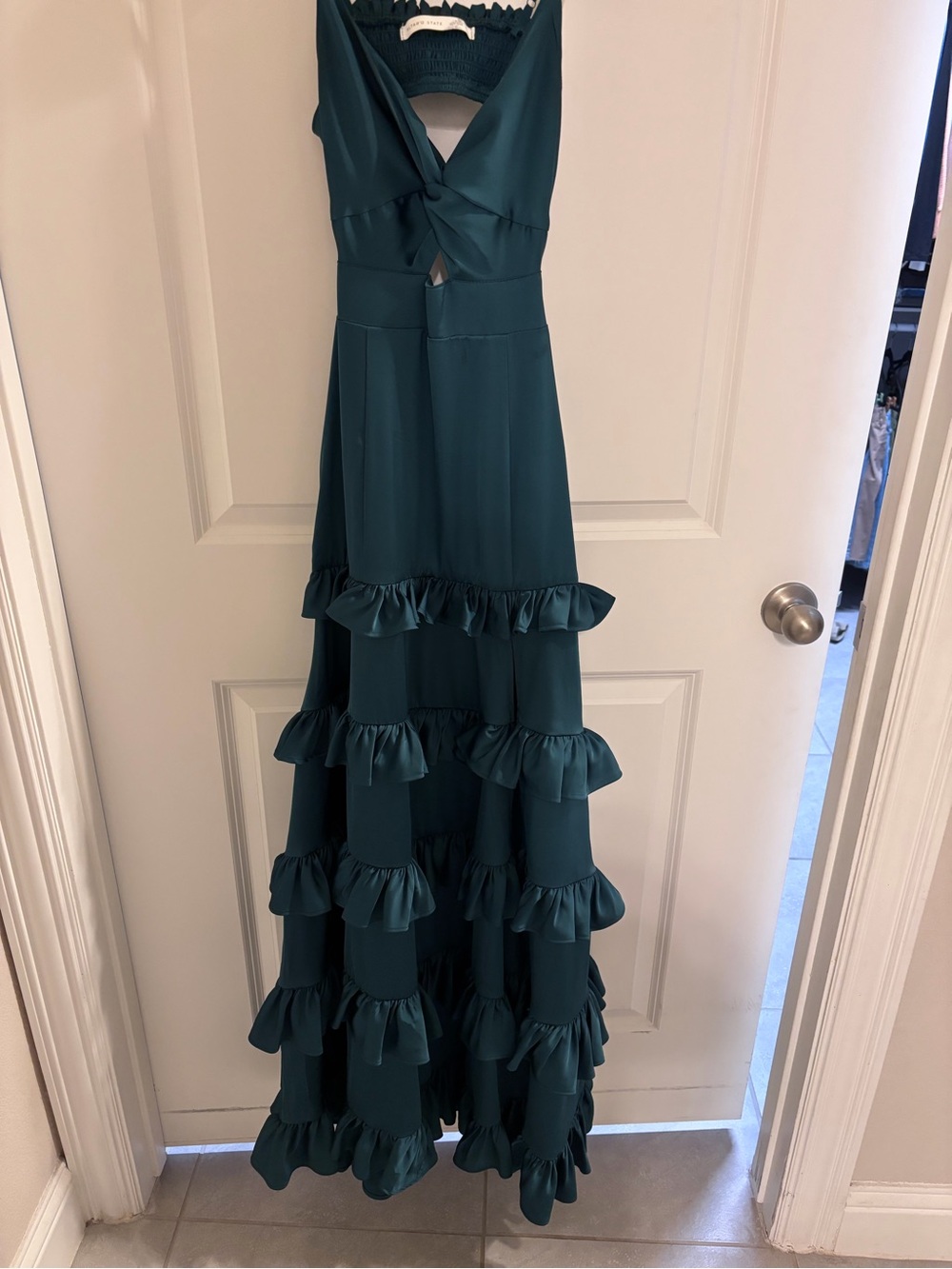 Altar'd State Teal Ruffle-Tier Maxi Dress